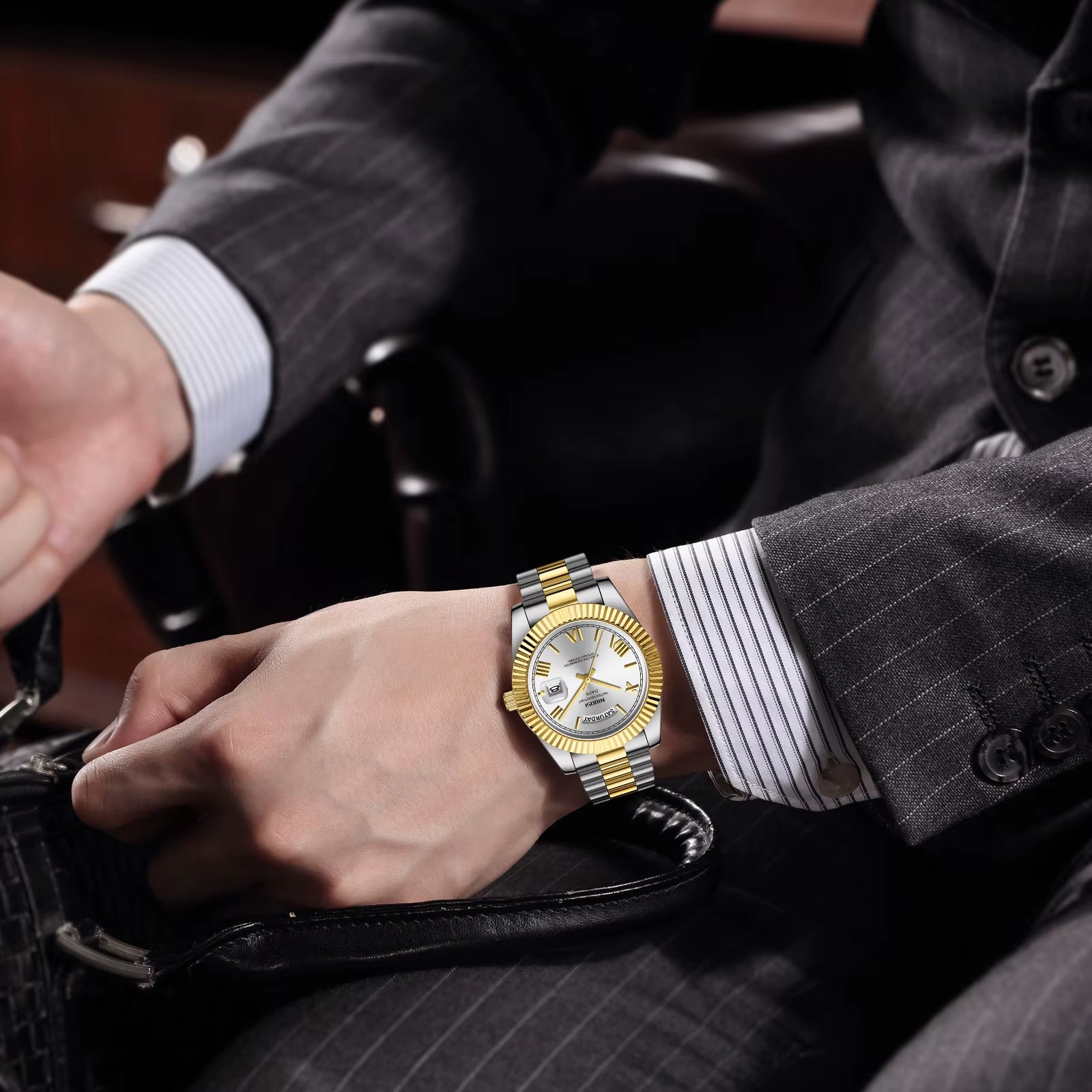 Fashion Men Watches Top Brand Luxury Wristwatch Day Date Miyota Quartz Watch Men Waterproof Steel Male Clock Reloj Hombre