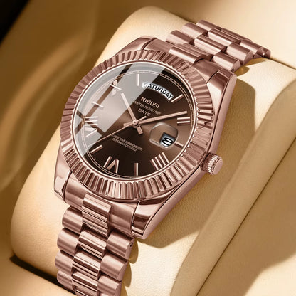 Fashion Men Watches Top Brand Luxury Wristwatch Day Date Miyota Quartz Watch Men Waterproof Steel Male Clock Reloj Hombre